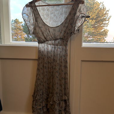 Sheer Floral Dress with Ruffles