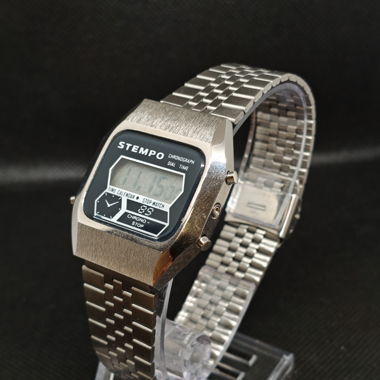 STEMPO Digitaluhr Vintage Stainless Steel Quartz