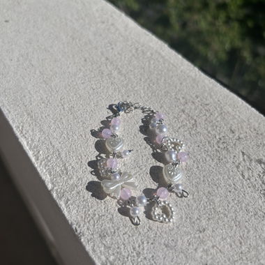 Bracciale perle cuore rosa
