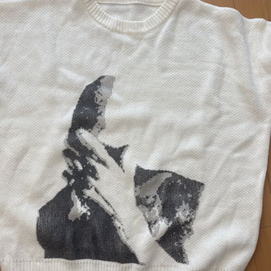 White Knit Sweater with Frank Ocean Print