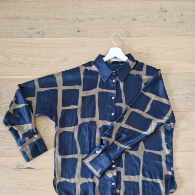 Bluse blau-braun gemustert 