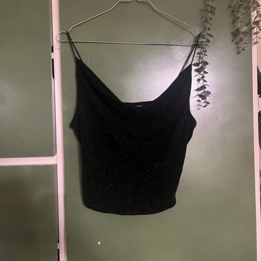 black and green glitter crop top