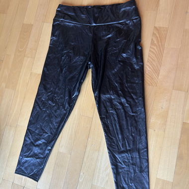 Black Leggings with Leather Effect
