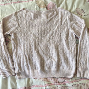 Maglione trecce rosa pallido