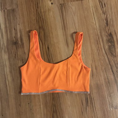 Top estivo arancione con brillantini 