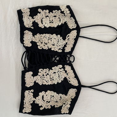 Black Corset Top with Embroidery