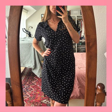 Black Polka Dot Dress with White Dots Polka Dot Dress