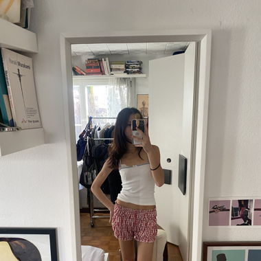 plaid bloomer micro shorts
