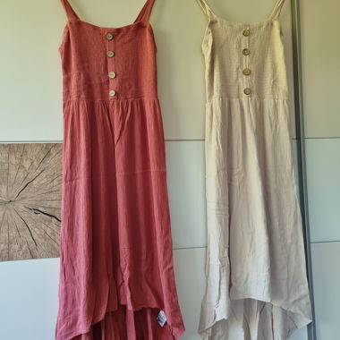 2x Chicoree Kleid Dunkelrosa & Weiss, Gr. L