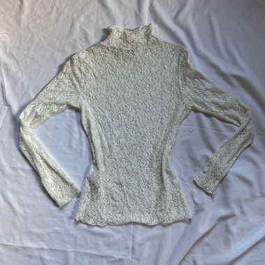 Weisser spitzen longsleeve mit Rollkragen 