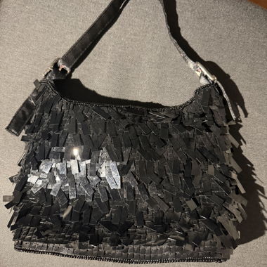 Black Sequin Shoulder Bag