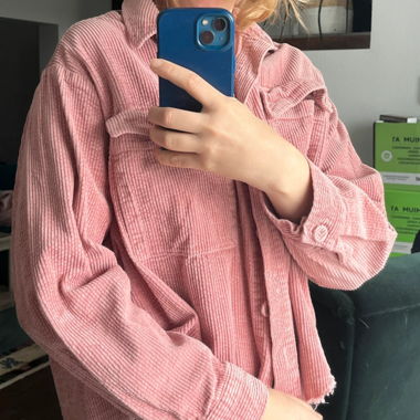 Surchemise en velours côtelé rose bébé