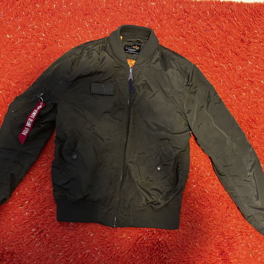 Khaki bomber jacket with zipper