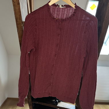 Sézane merino fine-knit cardigan XL bordeaux