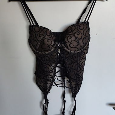 Schwarzes Spitzen-Corsage-Top