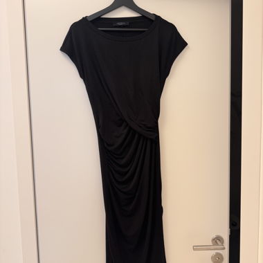 AllSaints Schwarzes Jersey-Midikleid XS
