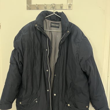 blaue warren & parker daunenjacke