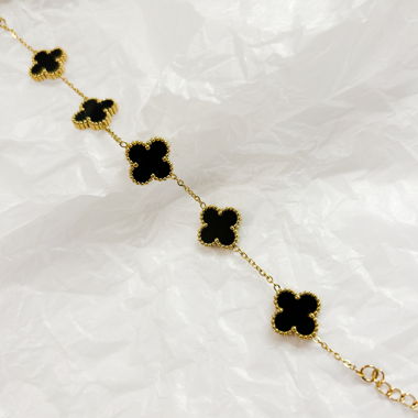 Clover Armkette Gold BLACK - 18k vergoldet