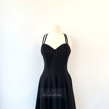 Schwarzes Vintage Abendkleid mit Steinchen