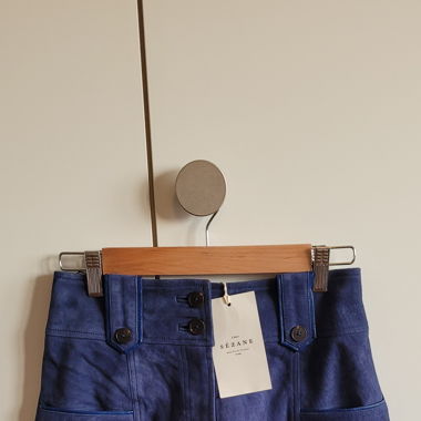 Blue suede Sézane shorts