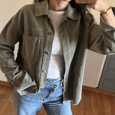 Zara Cordhemdjacke khaki