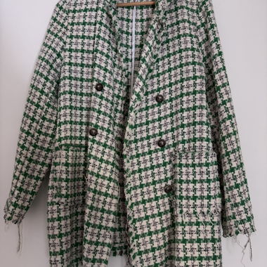 Blazer in tweed verde-bianco