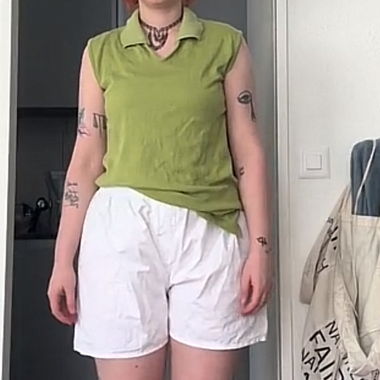 Green knit cotton collared sweater vest