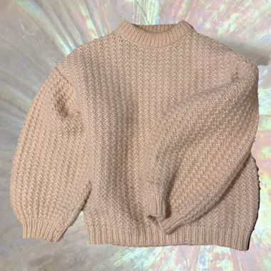 Beige Round-Neck Knit Sweater