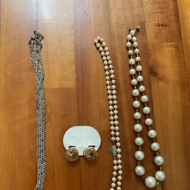 3 necklaces plus a pair of earrings 