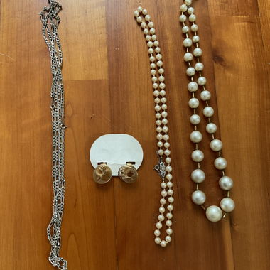 3 necklaces plus a pair of earrings 