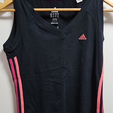 Adidas Canotta – Nero, righe rosa-rossastre