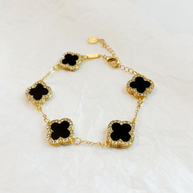 Bracelet chaîne trèfle Zircon plaqué or 18k