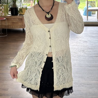 japanese vintage: cream lace cardigan
