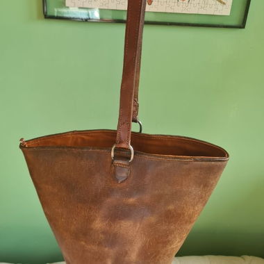 Lederrucksacke-Beutel aus braunem Leder VINTAGE