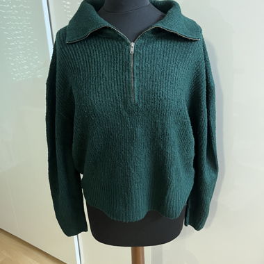 Pull en maille vert à fermeture éclair