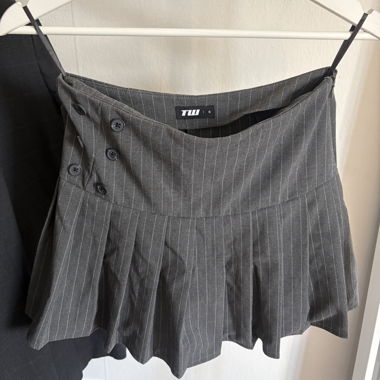 Grey Pinstripe Pleated Skort