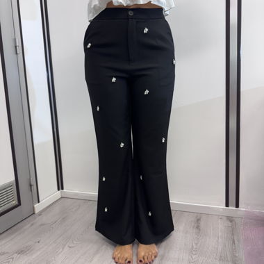 Elegante Stoffhose mit Strasssteinen