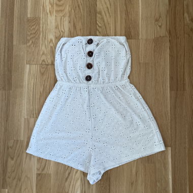 White Embroidered Playsuit