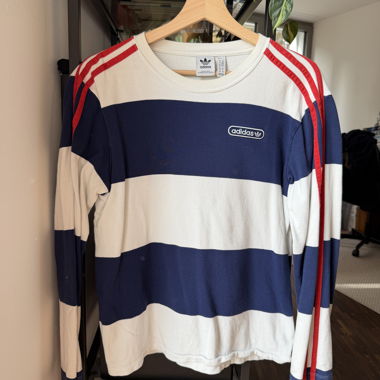 Maglia a maniche lunghe Adidas rigata XS