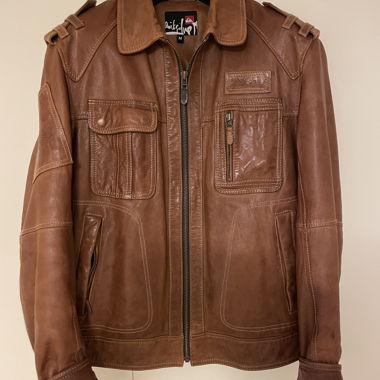 Giacca in pelle marrone Quiksilver taglia M
