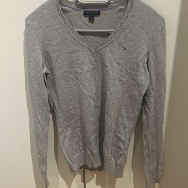 Gray Tommy Hilfiger V-neck sweater