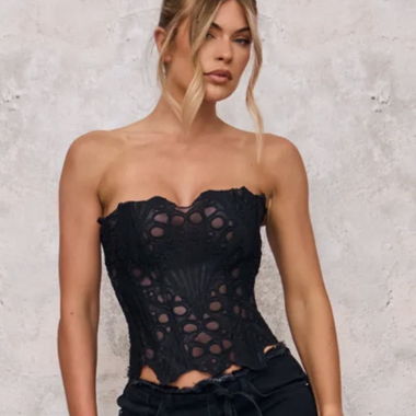 Bustier bleu marine en dentelle