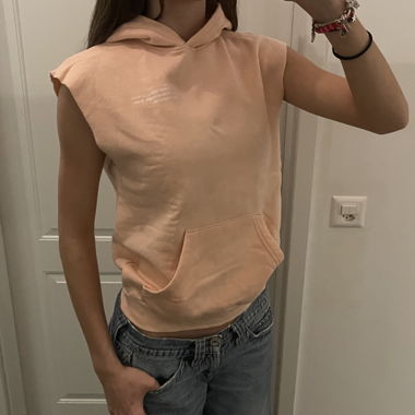 Hoodie senza maniche, rosa/arancione