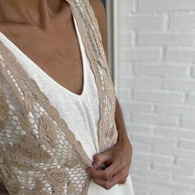 Hippie guipure lace vest