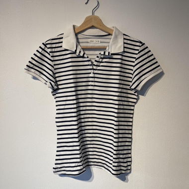 Striped Polo Shirt, white/navy