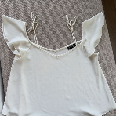 White Top with Ruffle Sleeves