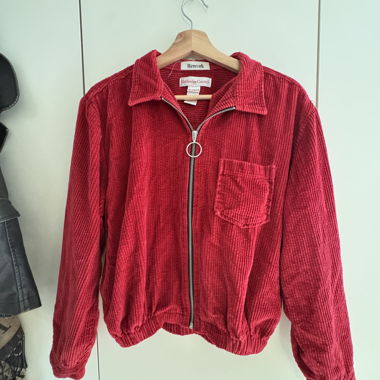 Red corduroy zip jacket
