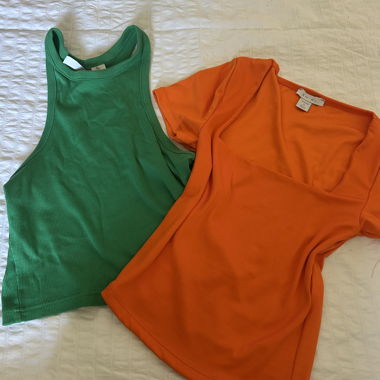 Lot de 2 hauts pour dames vert néon orange