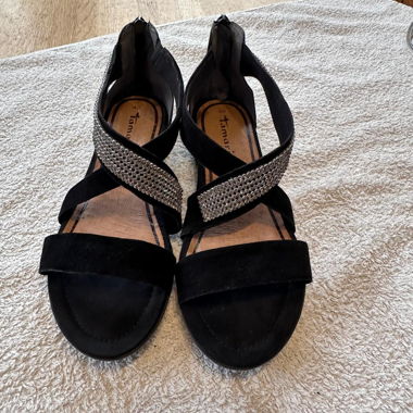 Sandali neri con strass, taglia 40