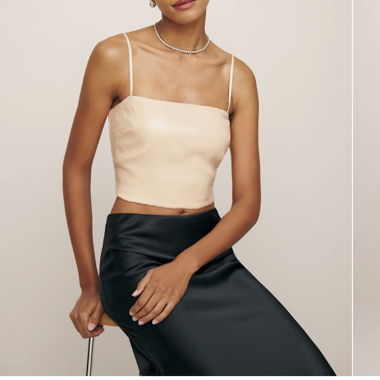 Reformation Jovelle sequin blush top